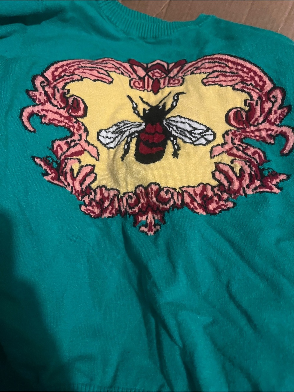 Women’s graphic Teal Bee Crewneck Sweater